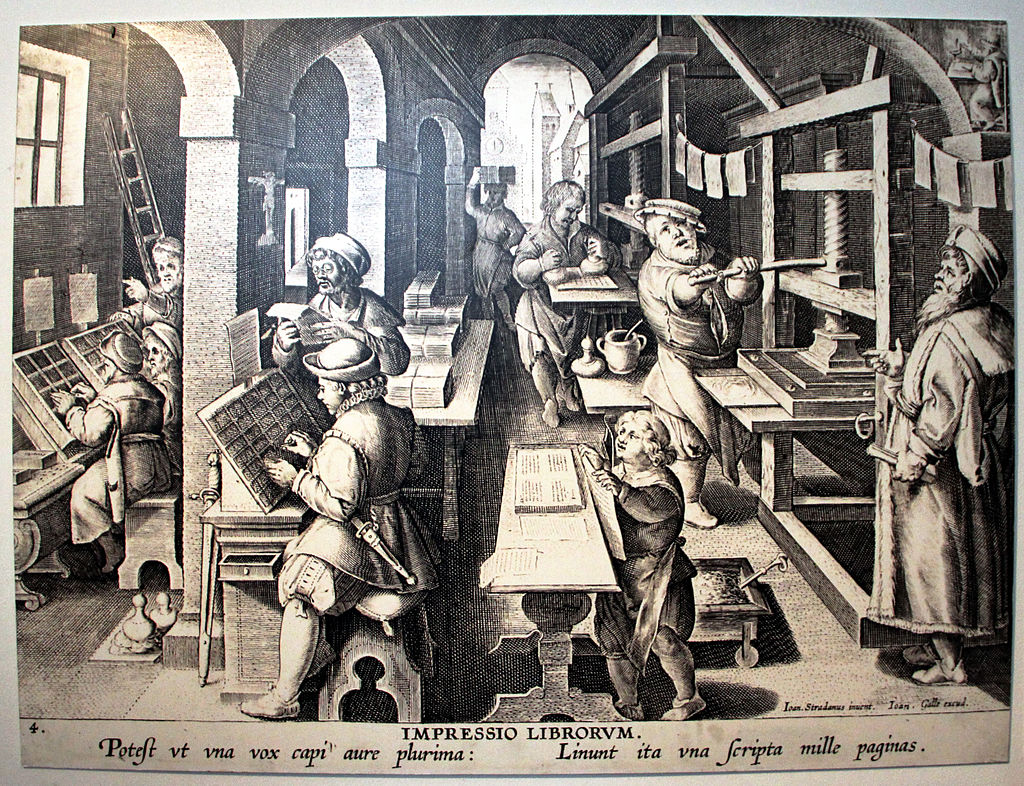 Un atelier d’impression au XVIème siècle (source)