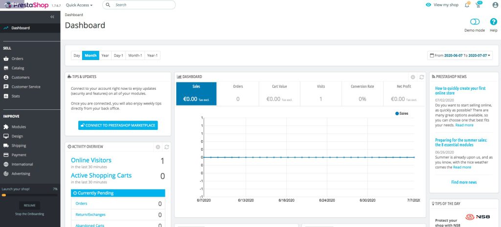 Prestashop dispose d’une interface complète et intuitive
