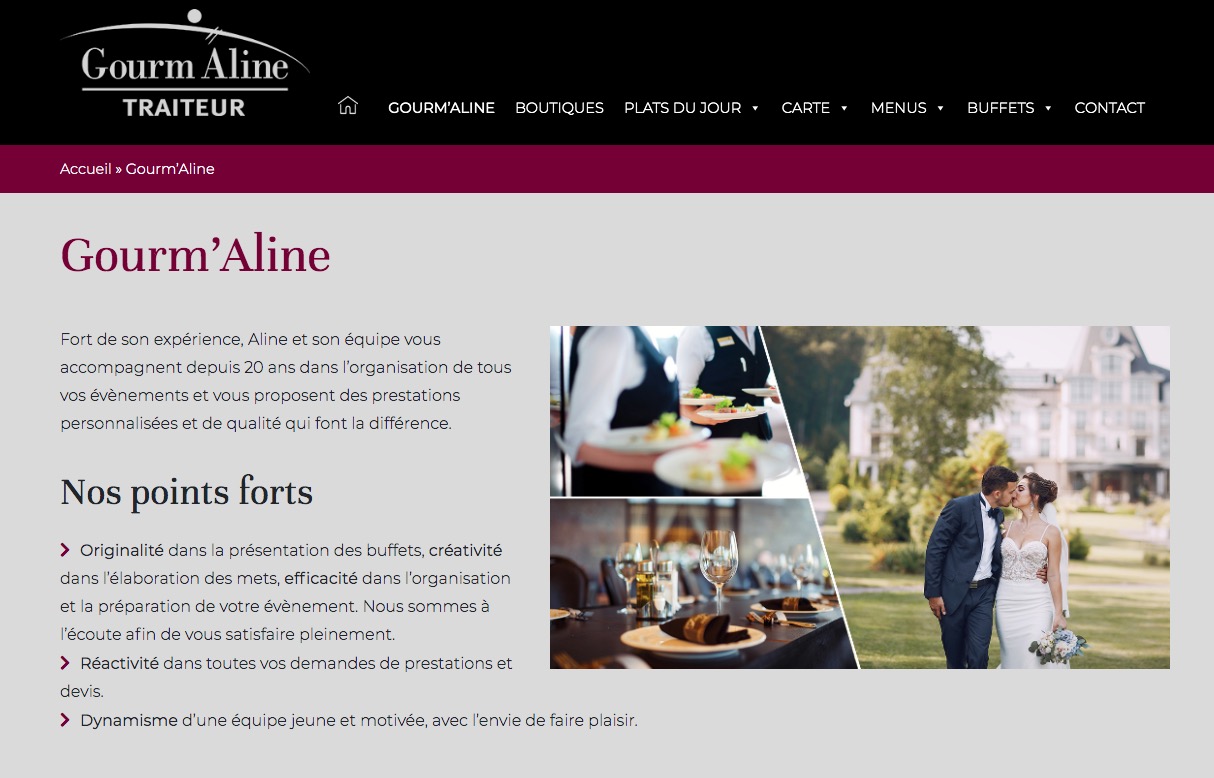 L’un des sites traiteur que nous avons réalisé, Gourm’Aline